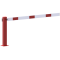 Compact hand barrier | with fixed support post | clear width: 1500 mm | for padlock | hot-dip galvanized and coated red / white